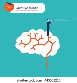 Creative brain. Vector illustration Eps10 file. Global colors. Text and Texture in separate layers.