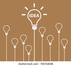Creative brainstorm concept business and education idea design, vector illustration, text box, banner. light lamp bulb