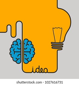 Creative brainstorm concept business idea. Wire forming a brain and lightbulb.