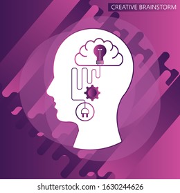 Creative brainstorm concept business idea, innovation and solution, creative design, vector illustration