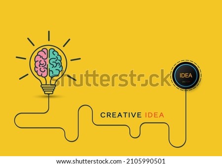 Creative brainstorm concept business idea, innovation and solution, Light bulb with the maze human brain. brainstorm and imagination development, vector illustration.