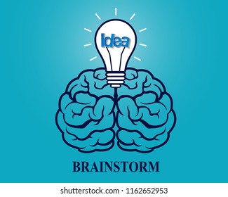 Creative brainstorm idea. brain and lightbulb icon. concept business. spark success inspiration. vector illustration
