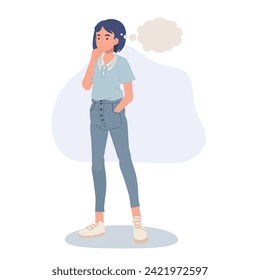 creative brainstorming concept. woman thinking.  a contemplative person
