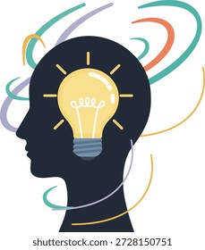 Lluvia de ideas creativas y concepto de innovación de la mente humana