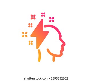Creative brainstorming icon. Human head with lightning bolt sign. Inspiration symbol. Classic flat style. Gradient brainstorming icon. Vector