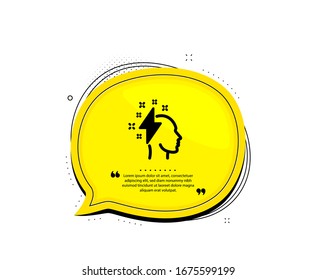 Creative brainstorming icon. Quote speech bubble. Human head with lightning bolt sign. Inspiration symbol. Quotation marks. Classic brainstorming icon. Vector