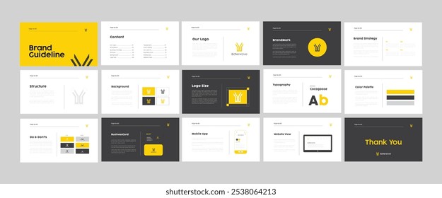 Creative Brand Guidelines template. Brand Strategy Guideline design. Brand Identity presentation design. Logo Guideline template. Logo Guide Book or Brand Manual Layout.