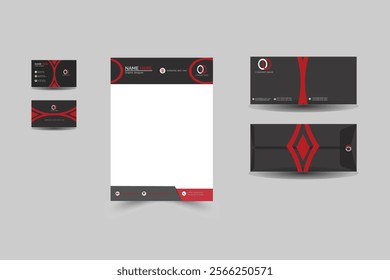 Creative brand identity design with nice color combination. Eye catching stationary design. Business card, letterhead, envelope tamplate.