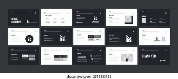 Creative Brand Identity Guide. Logo Design Template. Visual Branding Manual. Brand Strategy Book.