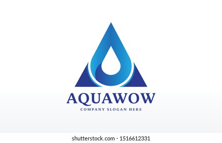 Creative Brand Letter A Aqua Water Drop Logo Design Vector Icon Symbol Illustration.