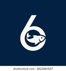 Creative branding mark combining a numeral and aquatic life.