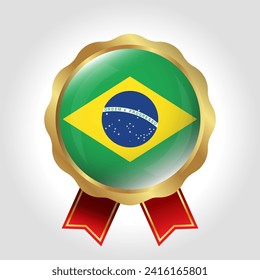 Creative Brazil Flag Label Vector Design