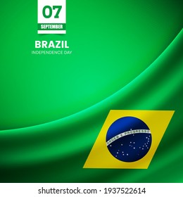 Creative Brazil flag on fabric texture. Vintage style independence day background