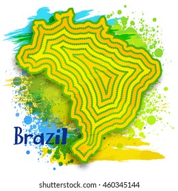 Creative Brazil Map design on abstract splash background.