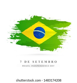 Creative Brazil National flag color brush stroke background for 7 De Setembro, Brazil Independence Day celebration concept.