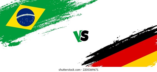 Creative Brazil vs Germany brush flag illustration. Artistic brush style two country flags relationship background