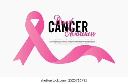 Creative breast cancer awareness design cards with pink ribbons. october breast cancer awareness month. Breast cancer awareness card. Breast cancer awareness month horizontal banner template design.