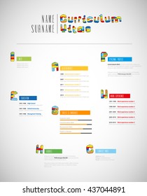 Creative brick based curriculum vitae template.