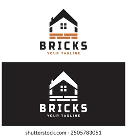 creative brick logo designs for buildings, architectural buildings, civil engineering, building materials shops