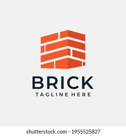 Diseño vectorial del logo de construcción de edificios de ladrillo creativo. El logotipo se puede utilizar para icono, marca, identidad, arquitectura, construcción, empresa, alquiler, apartamento y empresa