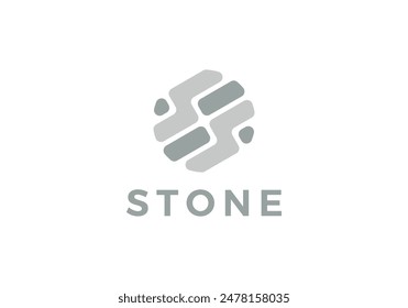 creative brick stone in circle shape logo design template