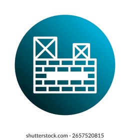 Icono de pared de ladrillo creativo que simboliza el desarrollo de la construcción con diseño y estructura modernos con detalles arquitectónicos y contorno