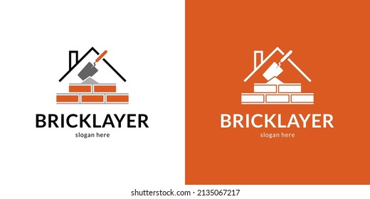 Creative bricklayer logo. Vector illustration.