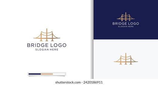 Creative Bridge line logo design template. Inspiration Bridge Premium with Gradient golden color.