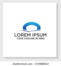 plantilla de diseño de logotipo de puente creativo y de onda vector