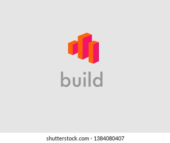 Creative bright 3d abstract logo for building company