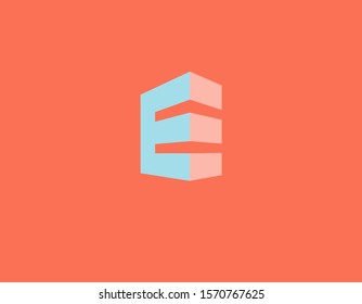 Creative bright 3d logo icon letter E for your company