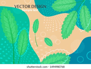 Creative bright abstract background with leaves and branches. Template for your design with space for text. Vector illustration