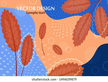 Creative bright abstract background with leaves and branches. Template for your design with space for text. Vector illustration