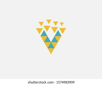 Creative bright abstract logo letter and triangle geometric elements for your business  