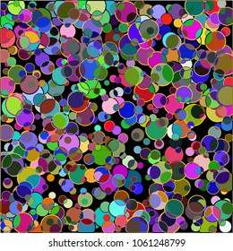 Creative bright background with colorful circles and bubbles. Vector illustration.
