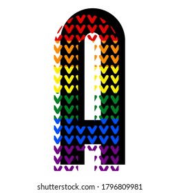 Creative bright font, alphabet in style of pop art, vector letter A high detail with LGBT pattern.