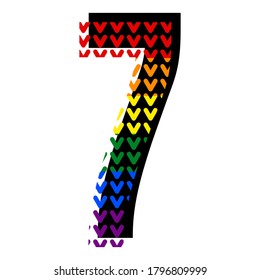 Creative bright font, alphabet in style of pop art, vector number 6 high detail with LGBT pattern.