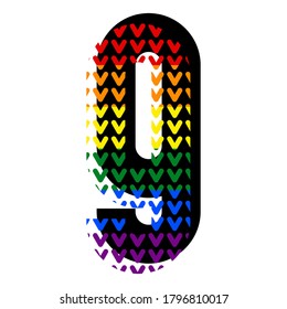 Creative bright font, alphabet in style of pop art, vector number 9 high detail with LGBT pattern.