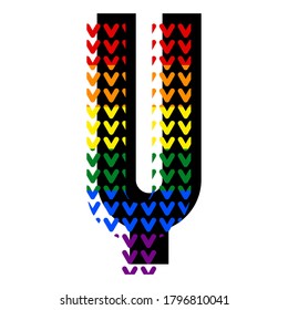 Creative bright font, alphabet in style of pop art, vector letter Y high detail with LGBT pattern.