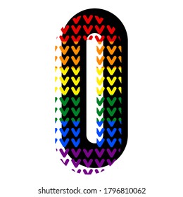 Creative bright font, alphabet in style of pop art, vector letter O high detail with LGBT pattern.