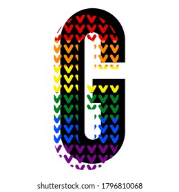 Creative bright font, alphabet in style of pop art, vector letter G high detail with LGBT pattern.