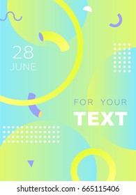Creative bright geometric poster. Saturated gradients, art texture, abstract. Place for text. Trendy style design. Artistic poster. Design for banner, cover, invitation, placard, brochure, flyer, card