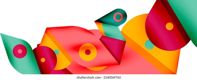 Creative bright geometric wallpaper. Minimal abstract background. Circles lines shapes composition vector illustration for wallpaper banner background or landing page