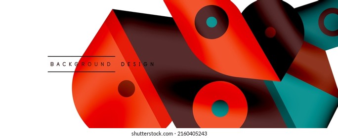 Papel geométrico creativo y brillante. Fondo abstracto mínimo. Círculos líneas formas composición ilustración vectorial para fondo de banner de fondo o página de aterrizaje