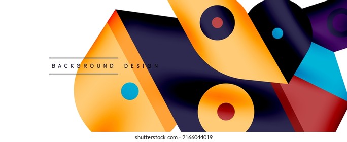 Papel geométrico creativo y brillante. Fondo abstracto mínimo. Círculos líneas formas composición ilustración vectorial para fondo de banner de fondo o página de aterrizaje