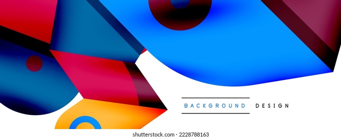 Papel geométrico creativo y brillante. Fondo abstracto mínimo. Círculos líneas formas composición ilustración vectorial para fondo de banner de fondo o página de aterrizaje