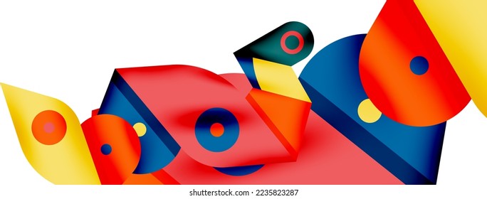 Creative bright geometric wallpaper. Minimal abstract background. Circles lines shapes composition vector illustration for wallpaper banner background or landing page