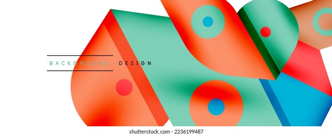 Papel geométrico creativo y brillante. Fondo abstracto mínimo. Círculos líneas formas composición ilustración vectorial para fondo de banner de fondo o página de aterrizaje