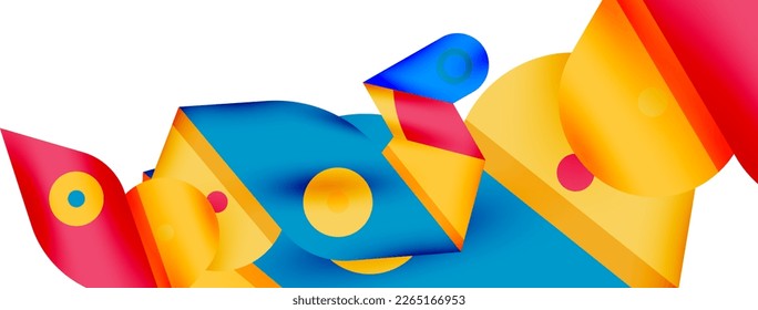 Papel geométrico creativo y brillante. Fondo abstracto mínimo. Círculos líneas formas composición ilustración vectorial para fondo de banner de fondo o página de aterrizaje