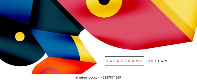 Papel geométrico creativo y brillante. Fondo abstracto mínimo. Círculos líneas formas composición ilustración vectorial para fondo de banner de fondo o página de aterrizaje